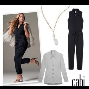 Cabi tie waist Caper jumpsuit large black Very good pre owned condition